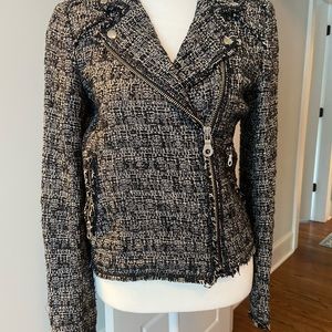 Rebecca Taylor Blue Tweed Moto Jacket